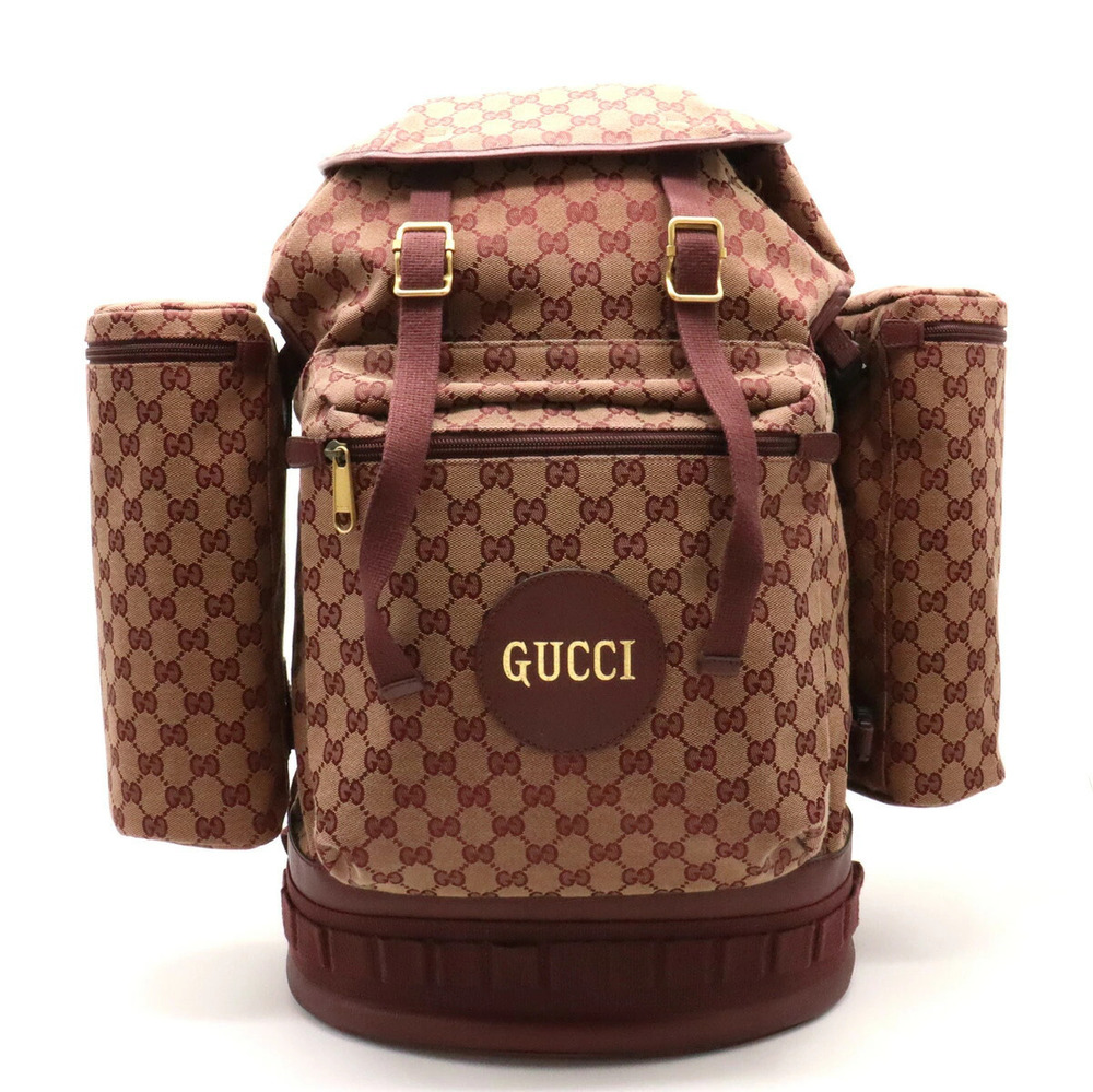 Gucci GG Canvas Backpack Leather Bordeaux Purple